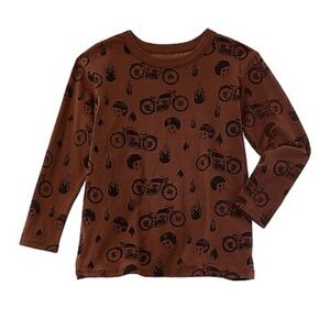 Chaser Brown Kids Long Sleeve Tee with Motorcycle and Skull Print